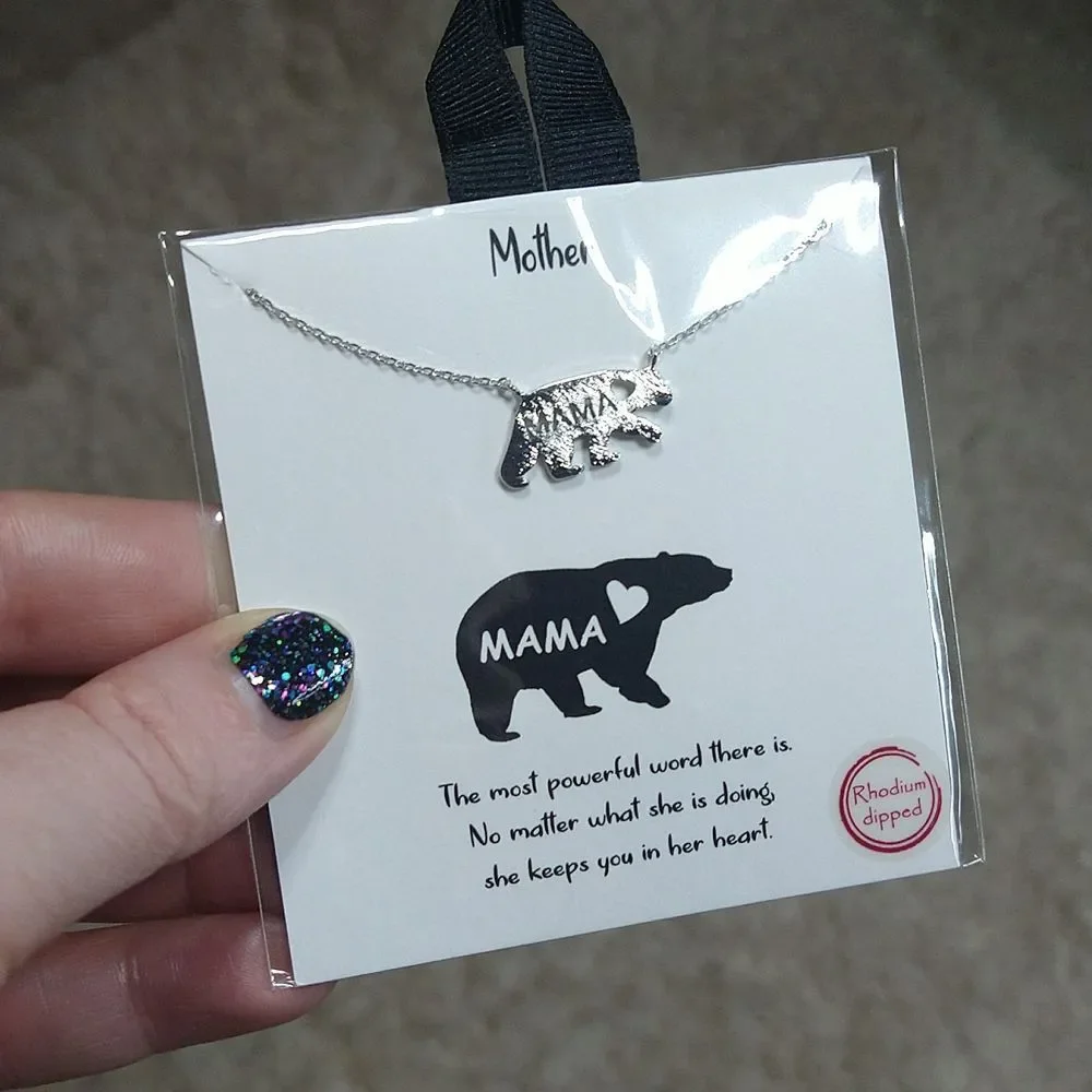 18K Gold Dipped Mama Bear Necklace - Picture 2 of 8